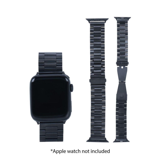 Croma Broad Metallic Strap for Apple iWatch (38mm / 40mm / 41mm) (Apple Compatible, Black)