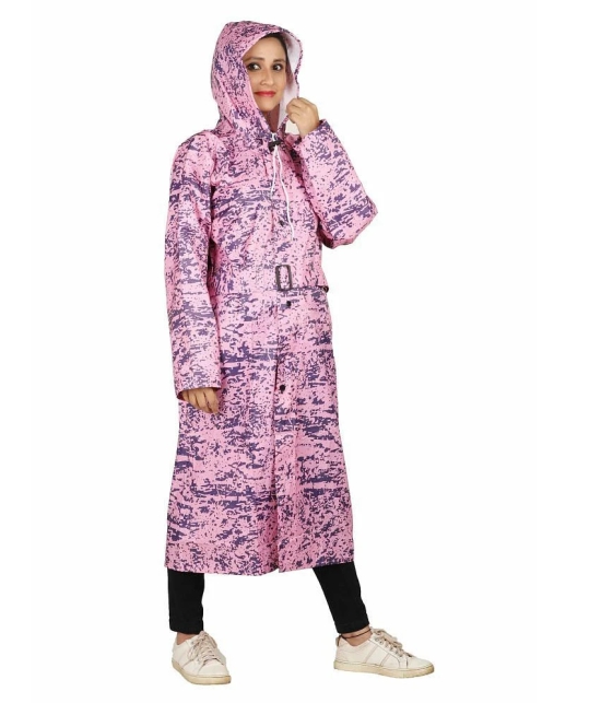 Goodluck Polyester Long Raincoat - Pink - L