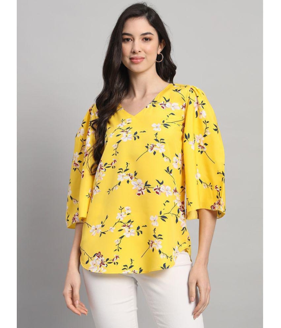 Curvydrobe Yellow Crepe Womens A-Line Top ( Pack of 1 ) - None