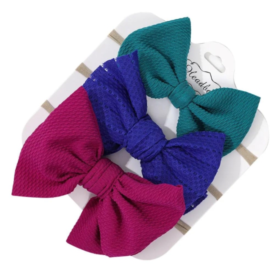 Pack of 3 large bows on soft stocking band - style 9