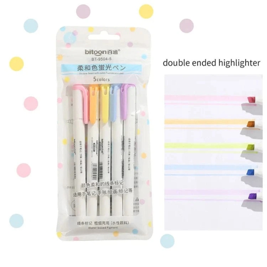 Pastel midliners two sided Highlighter (Pack of 5)-  Mild liners