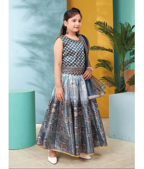 Aarika Teal Silk Girls Lehenga Choli Set ( Pack of 1 ) - None