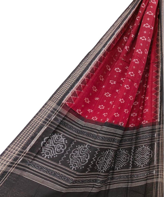 Maroon Black Sambalpuri Handwoven Single Ikat Cotton Dupatta