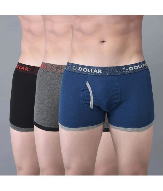 Pack of 3 Dollar Bigboss Assorted Solid Cotton Blend Men Trunk - None