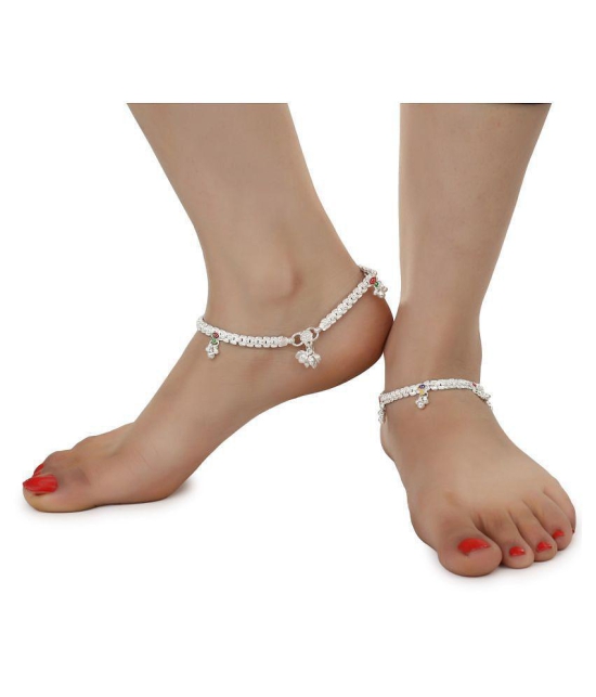 AanyaCentric - Silver Anklets ( Pack of 4 ) - Silver