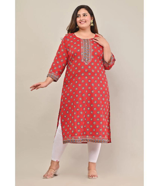 Swasti - Red 100% Cotton Women's Straight Kurti ( Pack of 1 ) - None