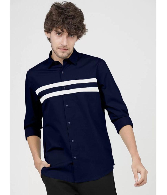 VERTUSY Cotton Blend Regular Fit Striped Full Sleeves Men's Casual Shirt - Navy ( Pack of 1 ) - None