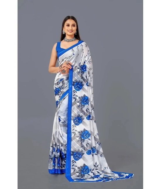 LEELAVATI - White Georgette Saree With Blouse Piece ( Pack of 1 ) - White