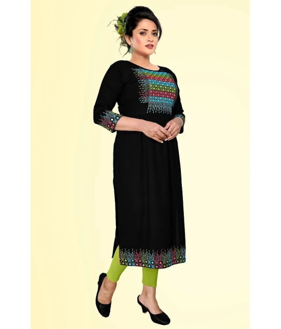 haya fashion - Black Rayon Womens Straight Kurti ( Pack of 1 ) - None