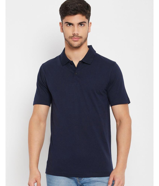 UNIBERRY Cotton Regular Fit Solid Half Sleeves Mens Polo T Shirt - Navy ( Pack of 1 ) - None