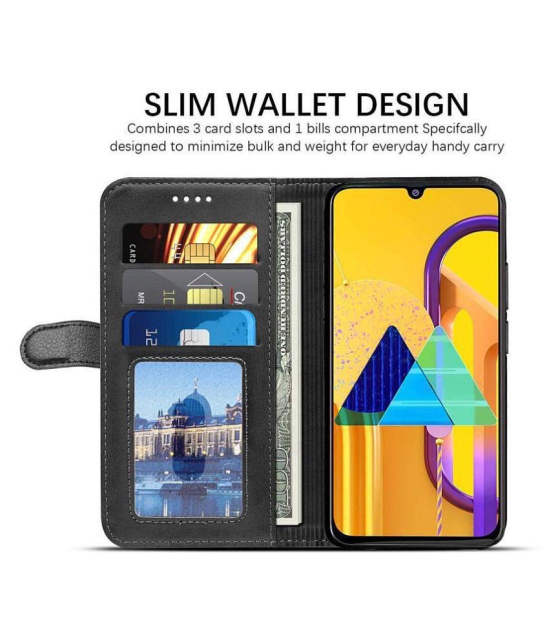 Samsung Galaxy A30 Flip Cover by NBOX - Black Viewing Stand and pocket - Black