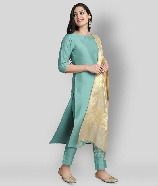 Janasya - Green Straight Silk Women's Stitched Salwar Suit ( Pack of 1 ) - M