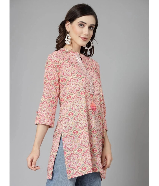 Stylum Cotton Printed Straight Womens Kurti - Pink ( Pack of 1 ) - None