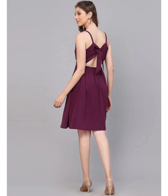 Selvia Crepe Solid Midi Womens Cut Out Dress - Wine ( Pack of 1 ) - None