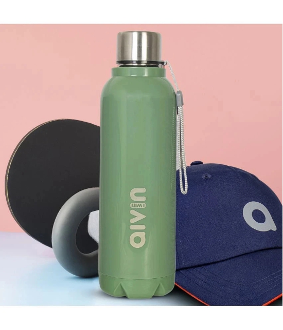 Aivin Crystal Green Steel Water Bottle 750 mL ( Set of 1 ) - Green