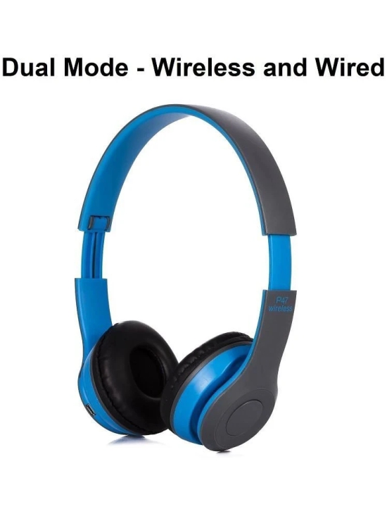 UGPro UGP-47 Dual Mode 3.5 mm Bluetooth Headphone Over Ear 6 Hours Playback Adjustable length IPX4(Splash & Sweat Proof) Blue