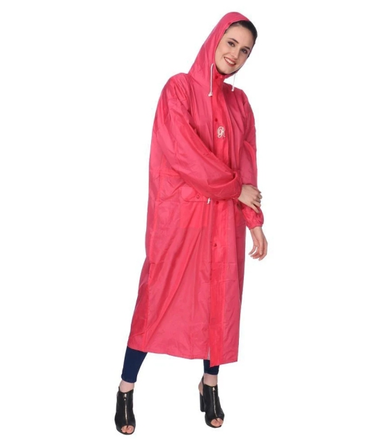 Goodluck Polyester Long Raincoat - Peach - Free Size