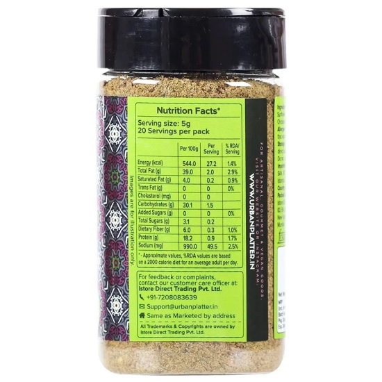 Urban Platter Zaatar Powder, 100g | Middle Eastern Spice Blend | Herby, Tangy and Nutty | Use as a dry rub or sprinkler | Imported from Turkey.