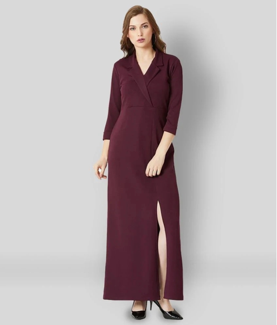 Miss Chase - Maroon Crepe Womens Side Slit Dress ( Pack of 1 ) - XL