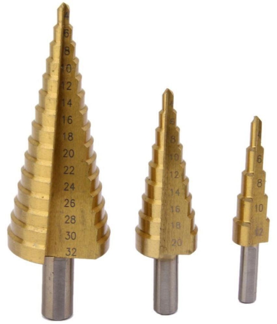 Rangwell 3X Large HSS Steel Step Cone Drill Titanium Bit Set Hole Cutter 4-12/20/32mm