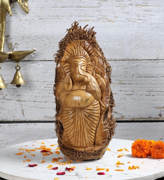 Hand-carved Bamboo Root Idol - Ganesha-Medium - 10 inches