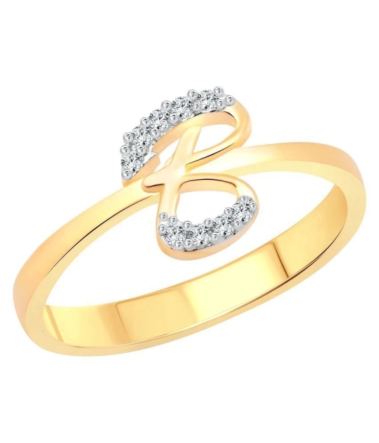 Vighnaharta Initial B Letter (Cz) Gold & Rhodium Plated Ring - 16