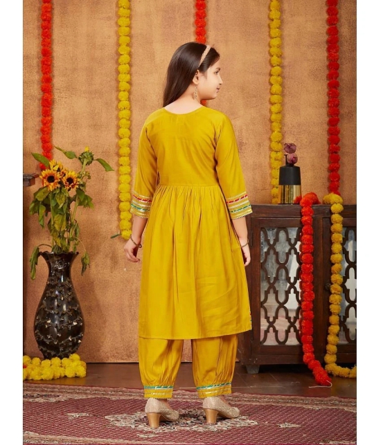 Aarika Yellow Silk Girls Patiala Kurta Set ( Pack of 1 ) - None