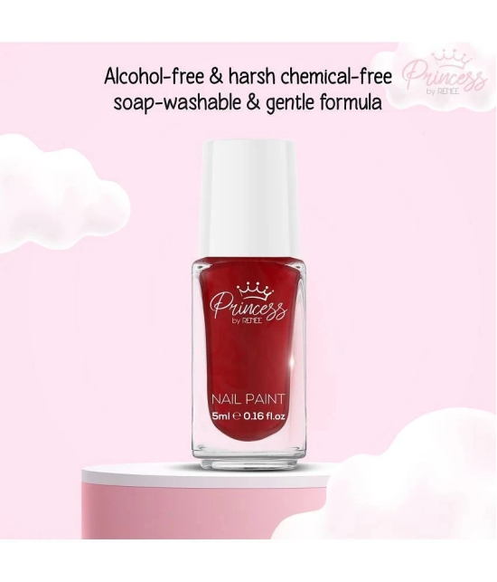 Princess By RENEE Bubbles Nail Paint Red Riddle, Nail Paint for Pre-teens Girls, 5ml