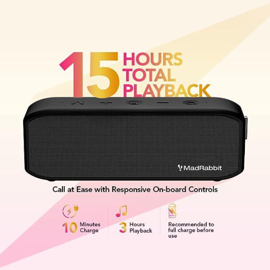 MadRabbit Sound Block Wireless Bluetooth Speakers 20W Built-in Dual 45mm Drivers,15H Play Time, TWS Mode, Call Function, Heavy bass, AUX, SD Card, IP47, Portable Speaker(Black)