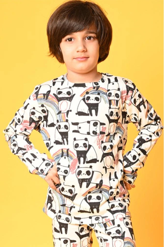 PANDA LONG SLEEVES BOYS PYJAMA SET - WHITE-9-10 YEARS / 2N / White