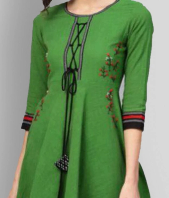 Yash Gallery - Green Cotton Womens Flared Kurti ( Pack of 1 ) - 5XL