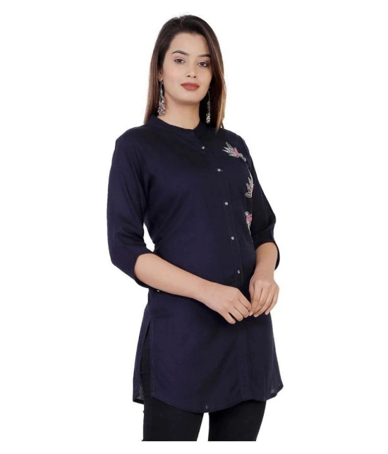 HIGHLIGHT FASHION EXPORT Blue Rayon Straight Kurti - Single - S