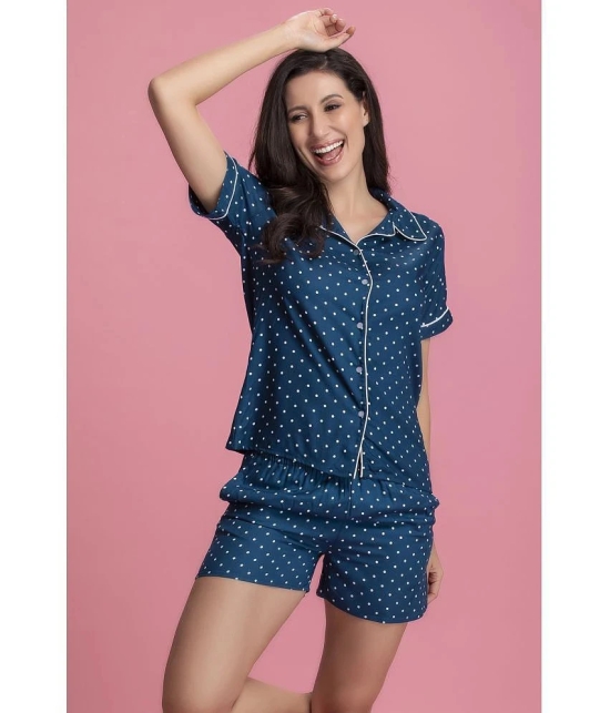 Clovia 100% Cotton Nightsuit Sets - Blue - None