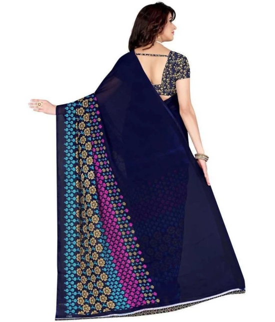 LEELAVATI - Blue Georgette Saree With Blouse Piece ( Pack of 2 ) - Blue