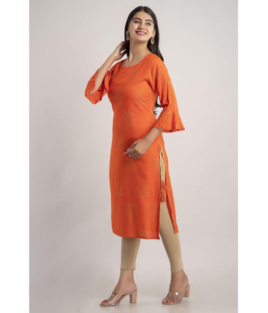 MAUKA - Orange Rayon Women's Straight Kurti ( Pack of 1 ) - None