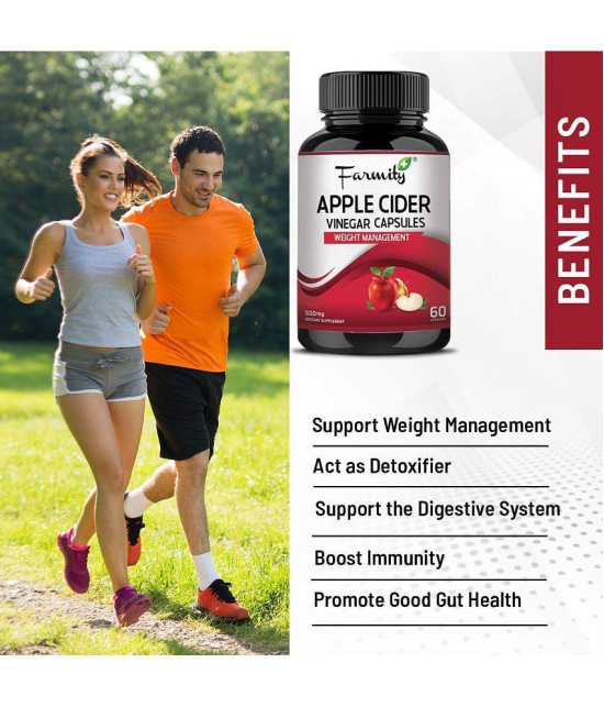 Farmity Apple Cider Vinegar Powder 500 mg - 60 Capsule | Weight management for men and Women