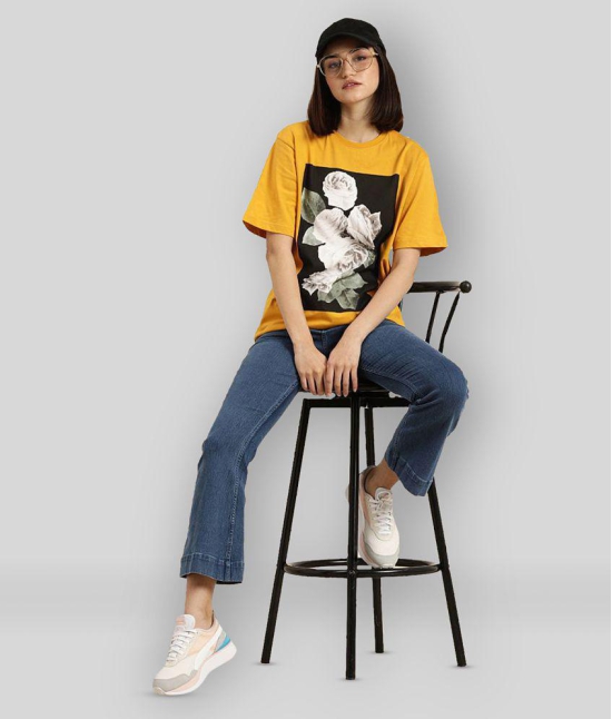 Dillinger - Yellow Cotton Loose Fit Women''s T-Shirt ( Pack of 1 ) - M