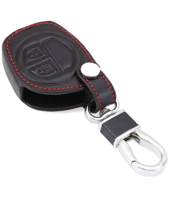 DALUCI Leather Car Key Cover for Maruti Suzuki Key Cover (for Maruti Black & Red)