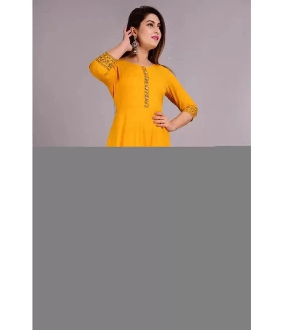 SIPET - Yellow Rayon Womens Flared Kurti ( Pack of 1 ) - None