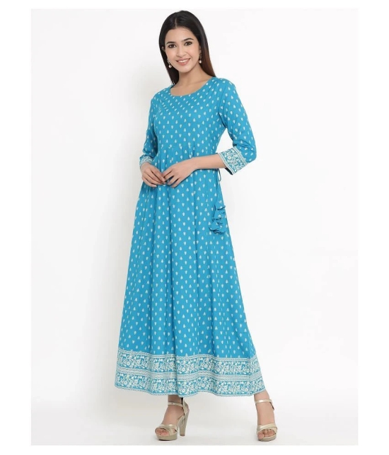 Kbz Blue Rayon Anarkali Kurti - XXL