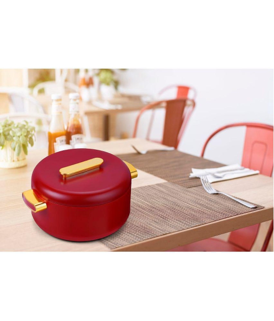 Oliveware Maroon Steel Thermoware Casserole ( Set of 1 , 1000 mL ) - Maroon