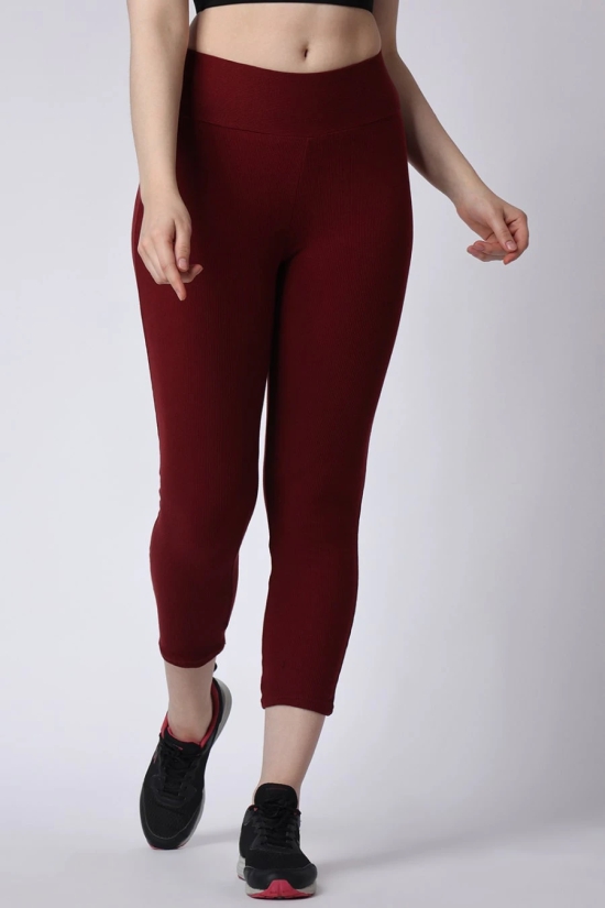 Womens Maroon Gym High Waist Leggings-XL / Maroon