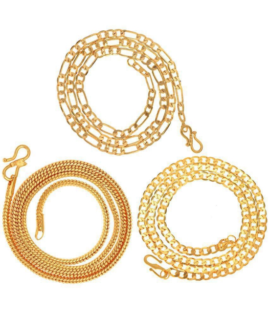 AanyaCentric Combo of 3 Gold Plated 22inches Long Fashion Chain - None