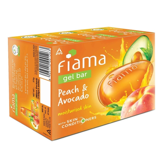 Fiama Gel Bar Peach And Avocado For Moisturized Skin, With Skin Conditioners, 125G Soap (Pack Of 3)