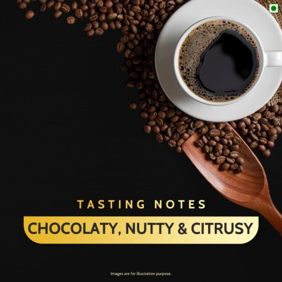 Tata Coffee Gold Coffee Capsules, Intensity- 6 | Tasting notes: Chocolaty, Nutty & Citrusy | 100% Arabica Coffee | Nespresso Compatible Coffee Pods, 10 Aluminium Capsules, 55 g