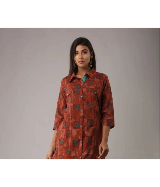 MAUKA - Green Cotton Womens Shirt Style Kurti ( Pack of 1 ) - None