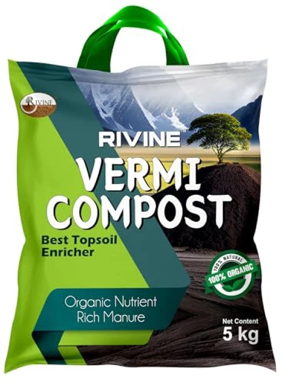 RIVINE Organic Vermicompost Fertilizer Manure For Plants | Organic Vermi Compost Manure Powder - 5 Kg (Pack Of 1)