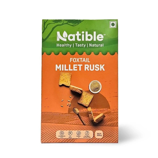 Natible Millet Rusk, Healthy Diet Toast | No Maida and Sugar | No Preservatives, Millet Toast Rusk Biscuit, 220 Gm Each, Pack of 2