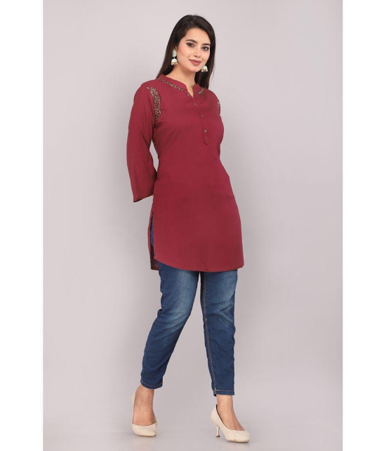 JC4U - Wine Rayon Womens Tunic ( Pack of 1 ) - None