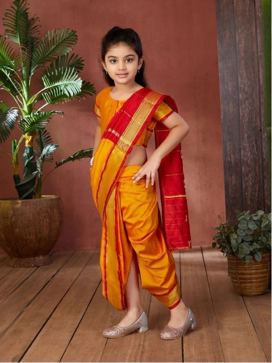 Aarika - Yellow Silk Girls Saree ( Pack of 1 ) - None